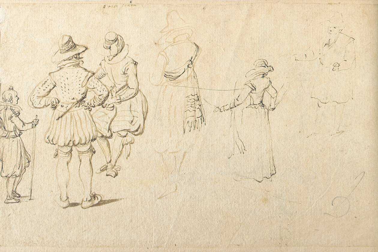 Five Figures Seen from Behind, and Another Figure by Jan the Elder Brueghel