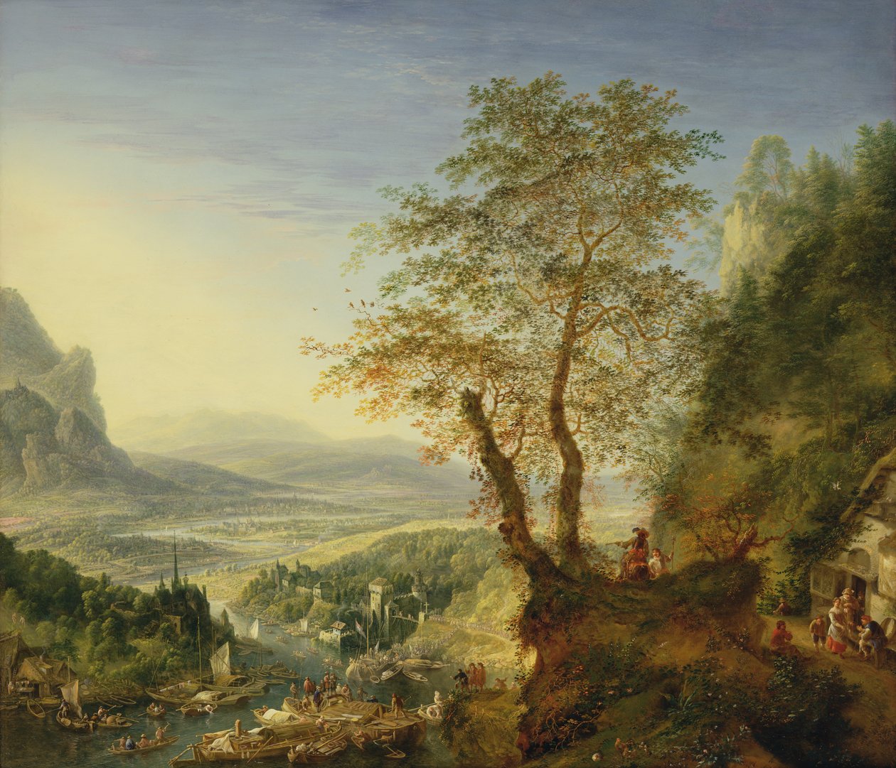 A capriccio river landscape by Jan the Elder Griffier
