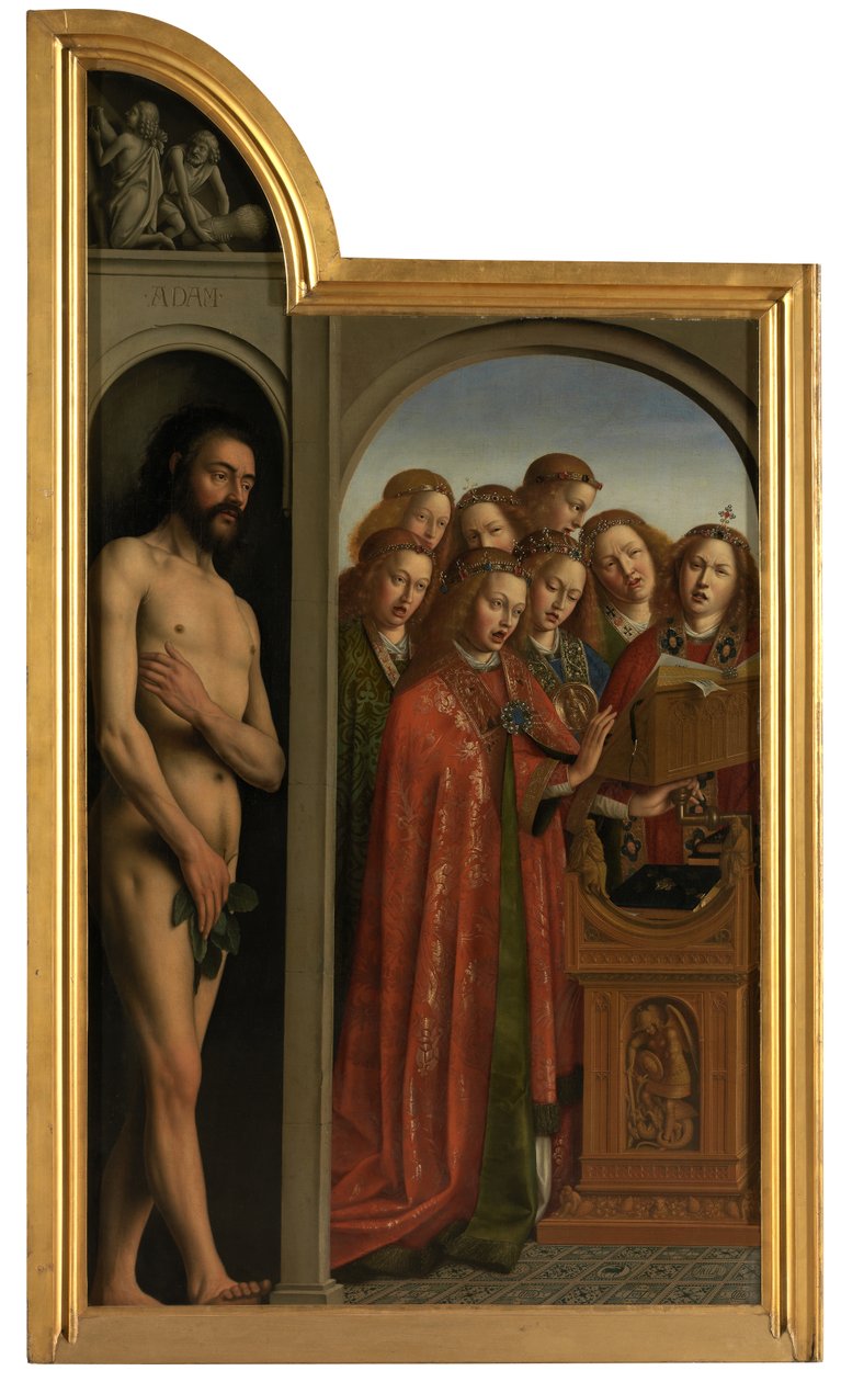 Adam and Singing Angels by Jan van (after) Eyck