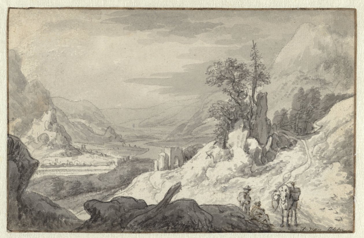 Mountain Landscape with a River Valley by Jan van Aken