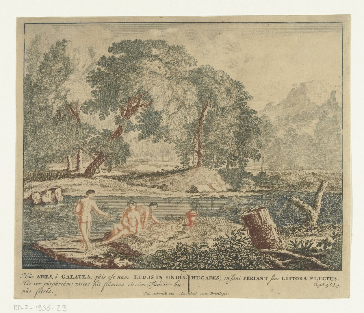 Three nymphs bathing in a lake (series title: Scenes from Virgil