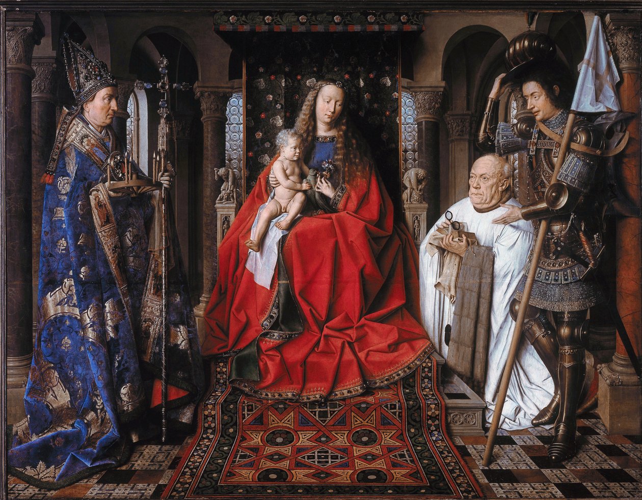 Virgin and Child with Canon van der Paele by Jan van Eyck