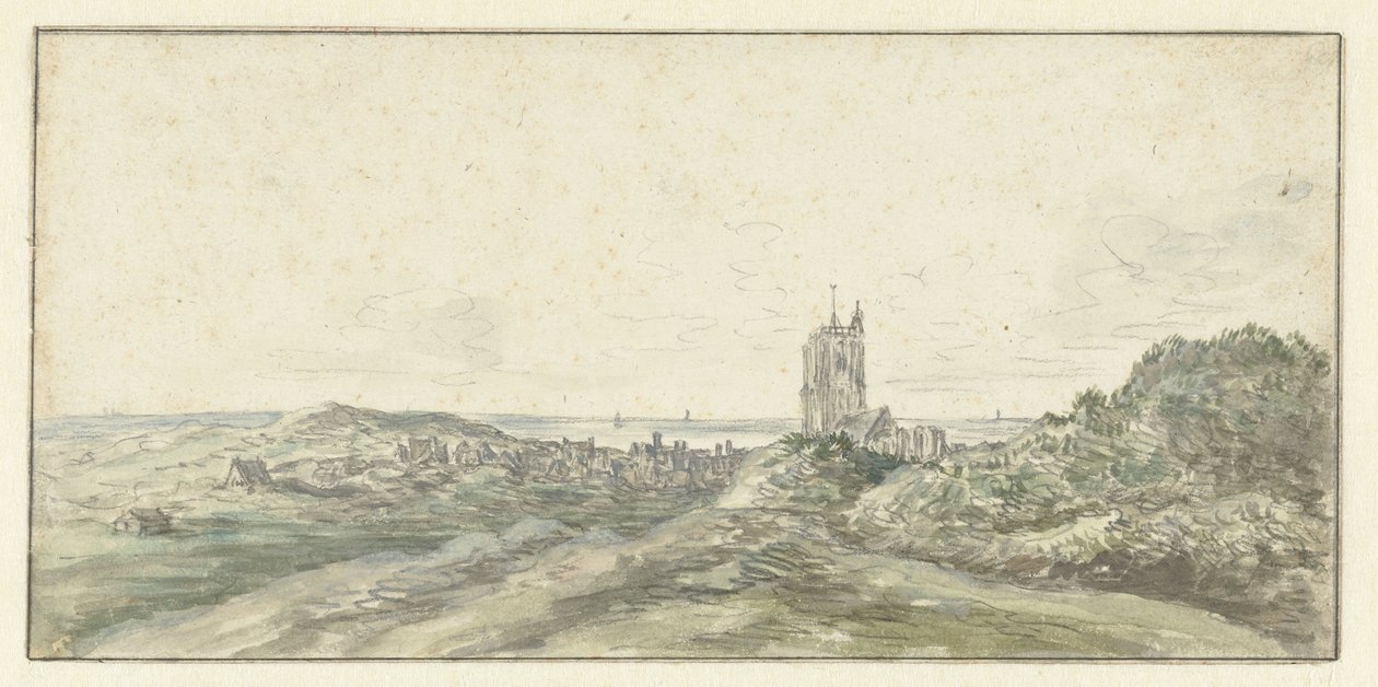 View of Egmond aan Zee by Jan van Goyen (possibly)