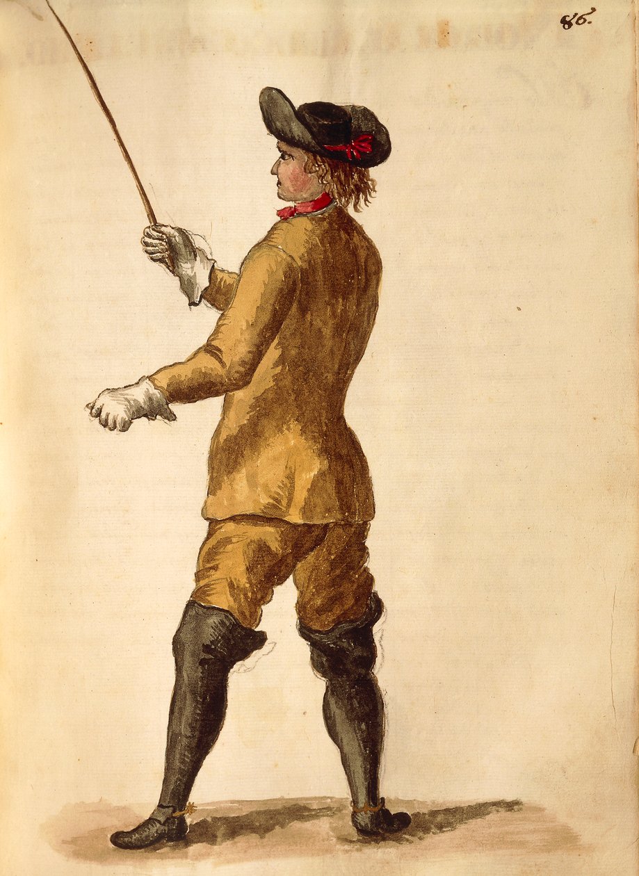 Gentleman in riding costume, from illustrated book of costumes by Jan van Grevenbroeck