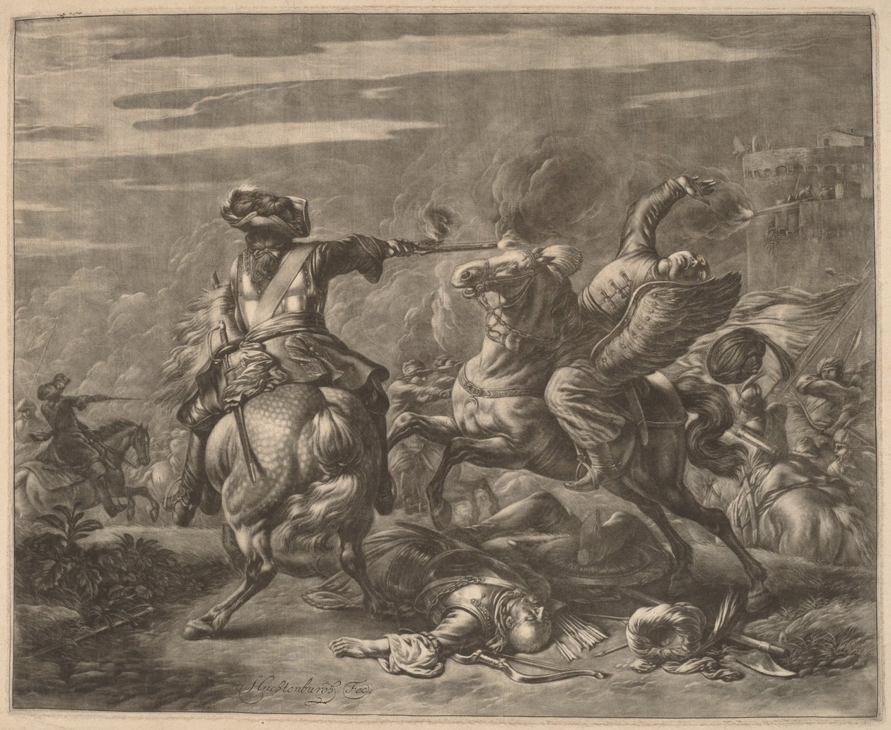 A Horseman Shooting a Turk from His Horse by Jan van Huchtenburgh