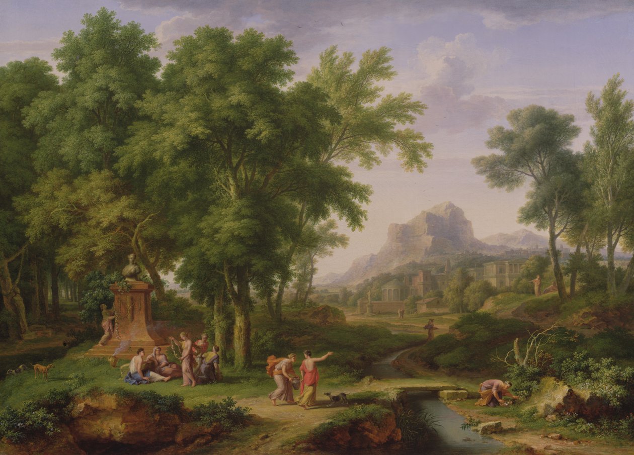 Arcadian Landscape with a Bust of Flora by Jan van Huysum