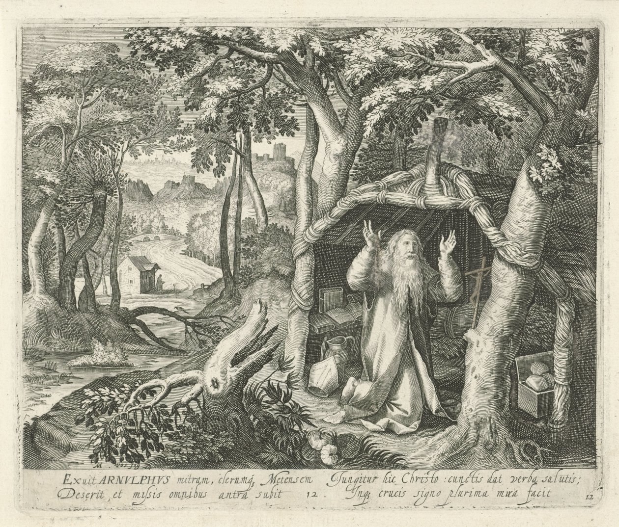 Saint Arnulphus of Metz as a Hermit, Saints and Hermits by Jan van Londerseel