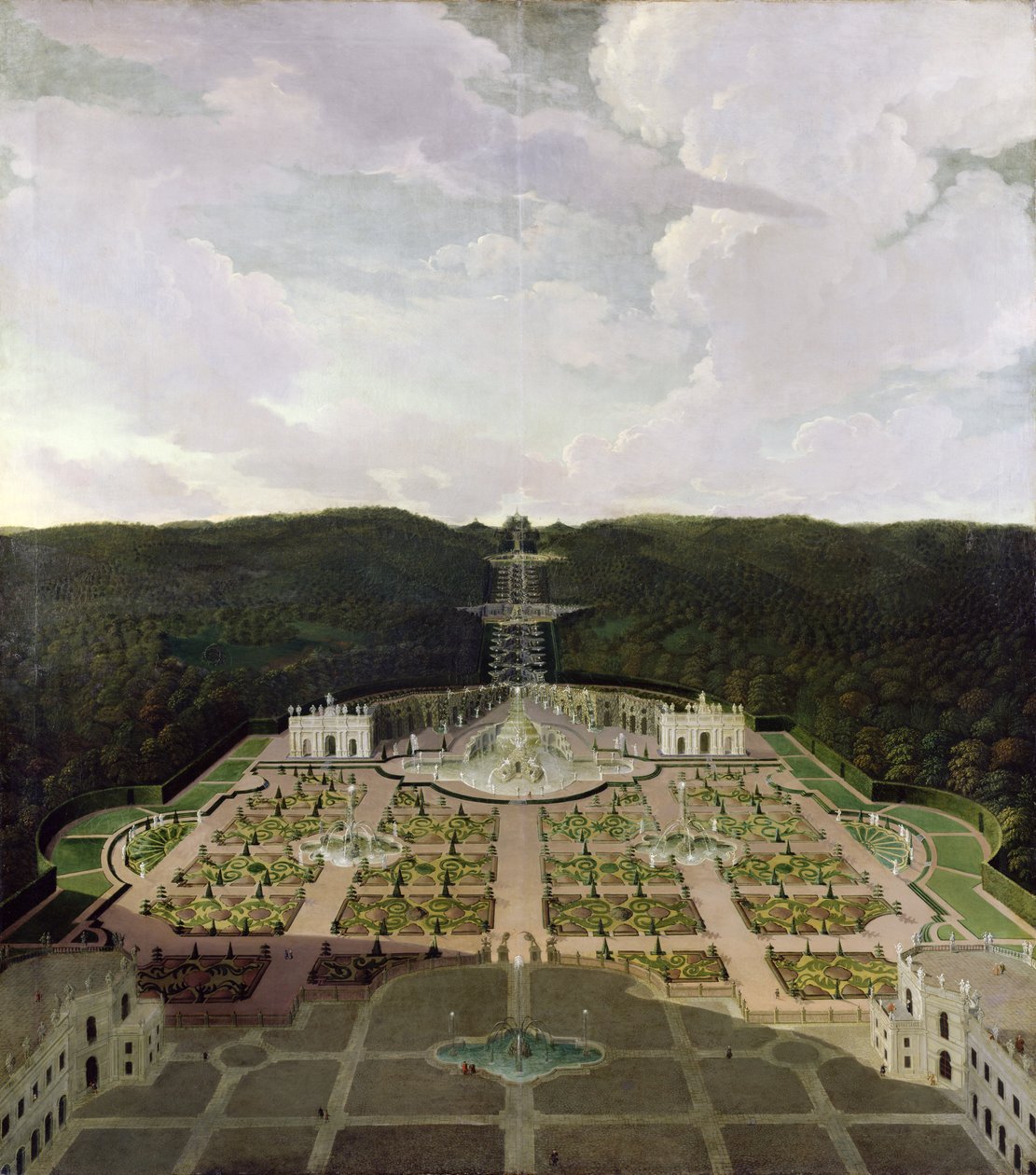 View from the Garden and Grotto at the Foot of the Waterfalls to the Octagon by Jan van Nickelen