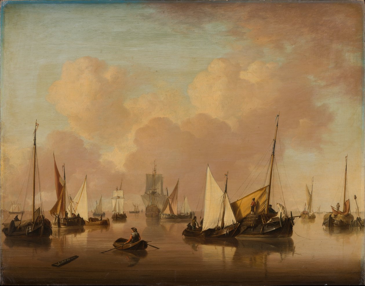 Boats and Sailboats on a Quiet Sea by Jan van Os