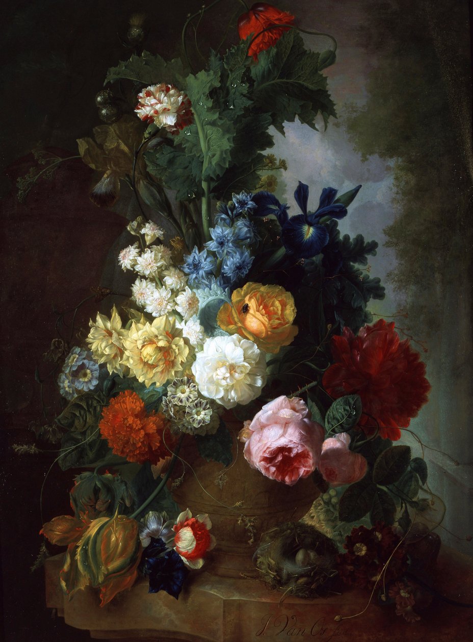 Still Life of Roses and Delphiniums by Jan van Os
