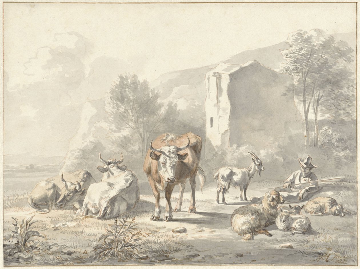 Landscape with Cattle and Ruin by Jan van Ravenswaay