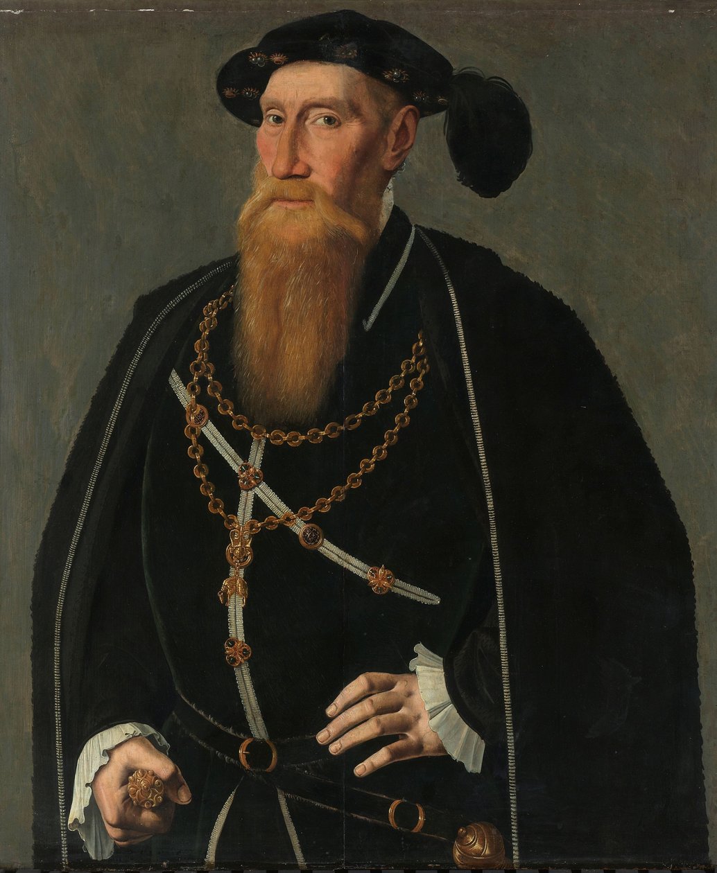 Portrait of Reinoud III of Brederode, Lord of Vianen, Deacon in the Order of the Golden Fleece, Counselor and Chamberlain to Charles V by Jan van Scorel