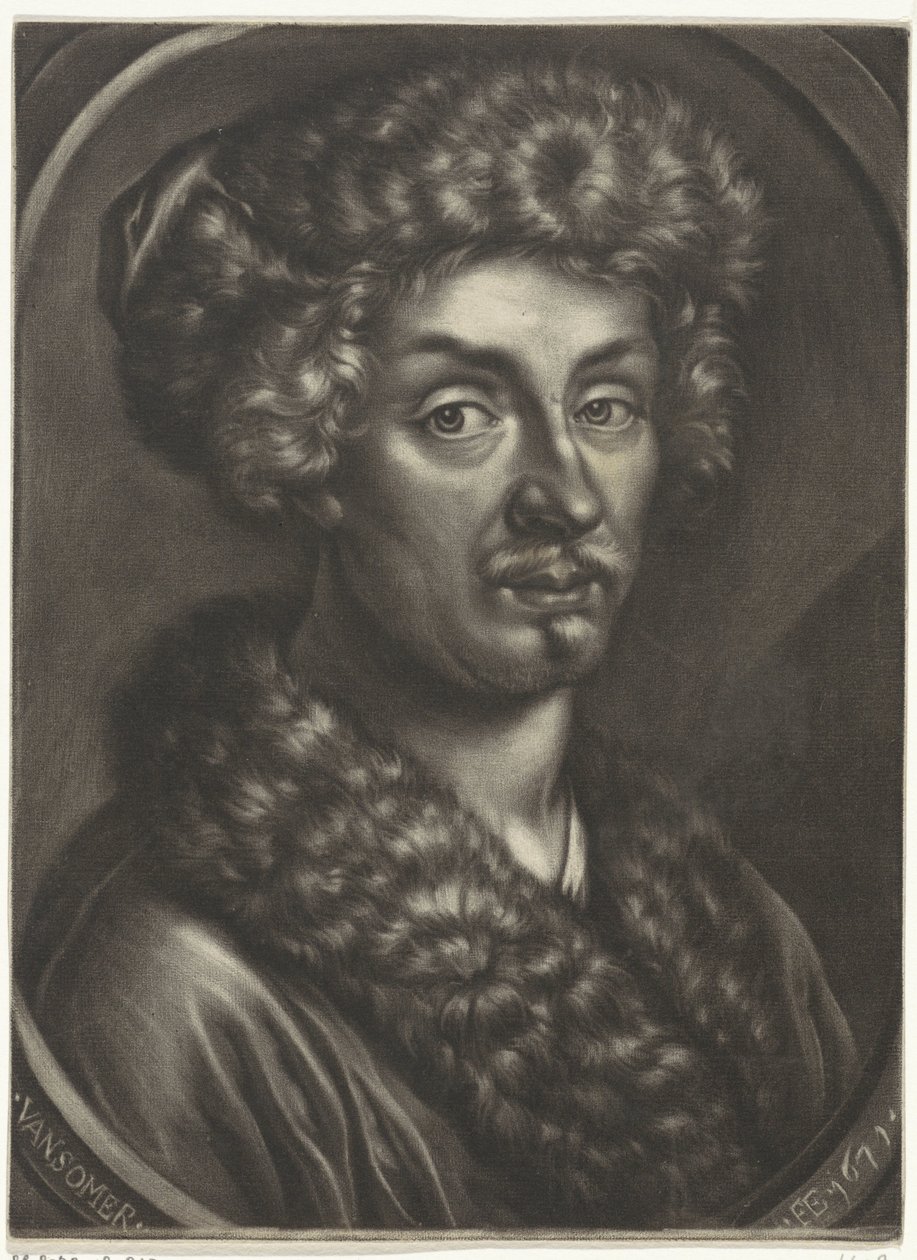Portrait of a Man with a Fur Hat by Jan van Somer