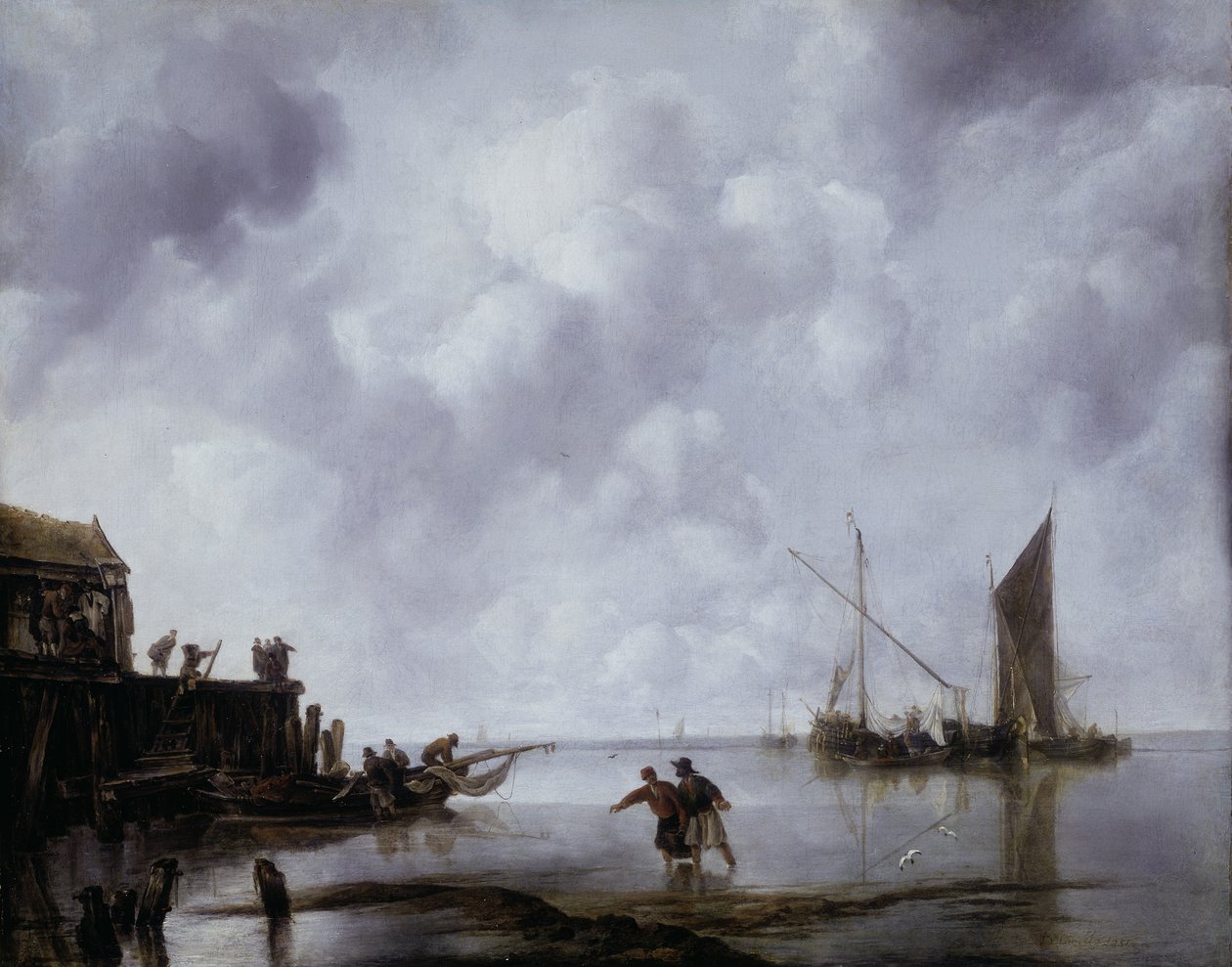 Fishing Boats in a Calm by Jan van de Capelle or Cappelle