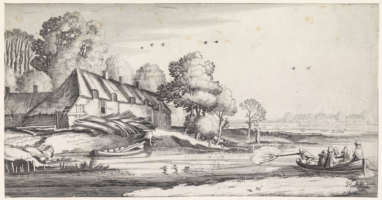 Duck Hunt on a River by a Farm by Jan van de Velde (II)