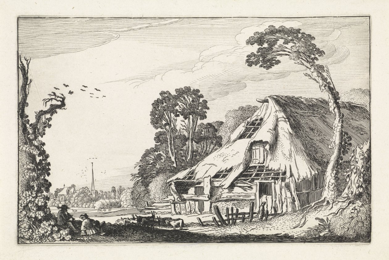 Figures by a Dilapidated Barn by Jan van de Velde (II)