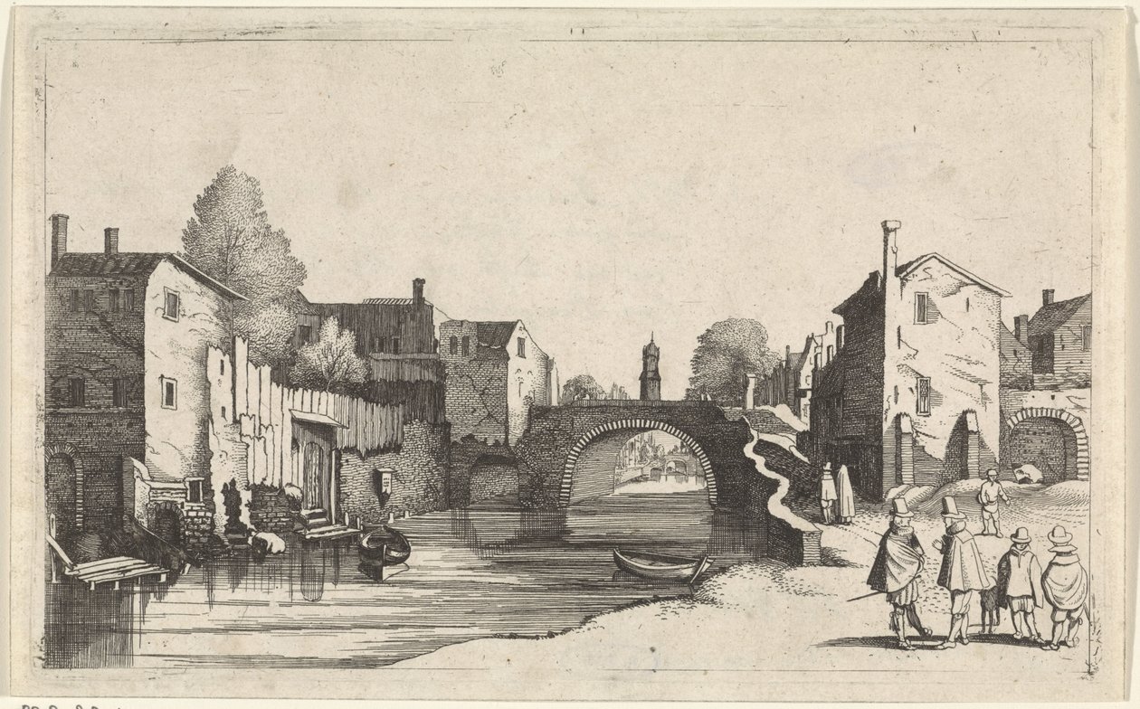 View of a Canal in a City (series title: Seascapes) by Jan van de Velde (II)
