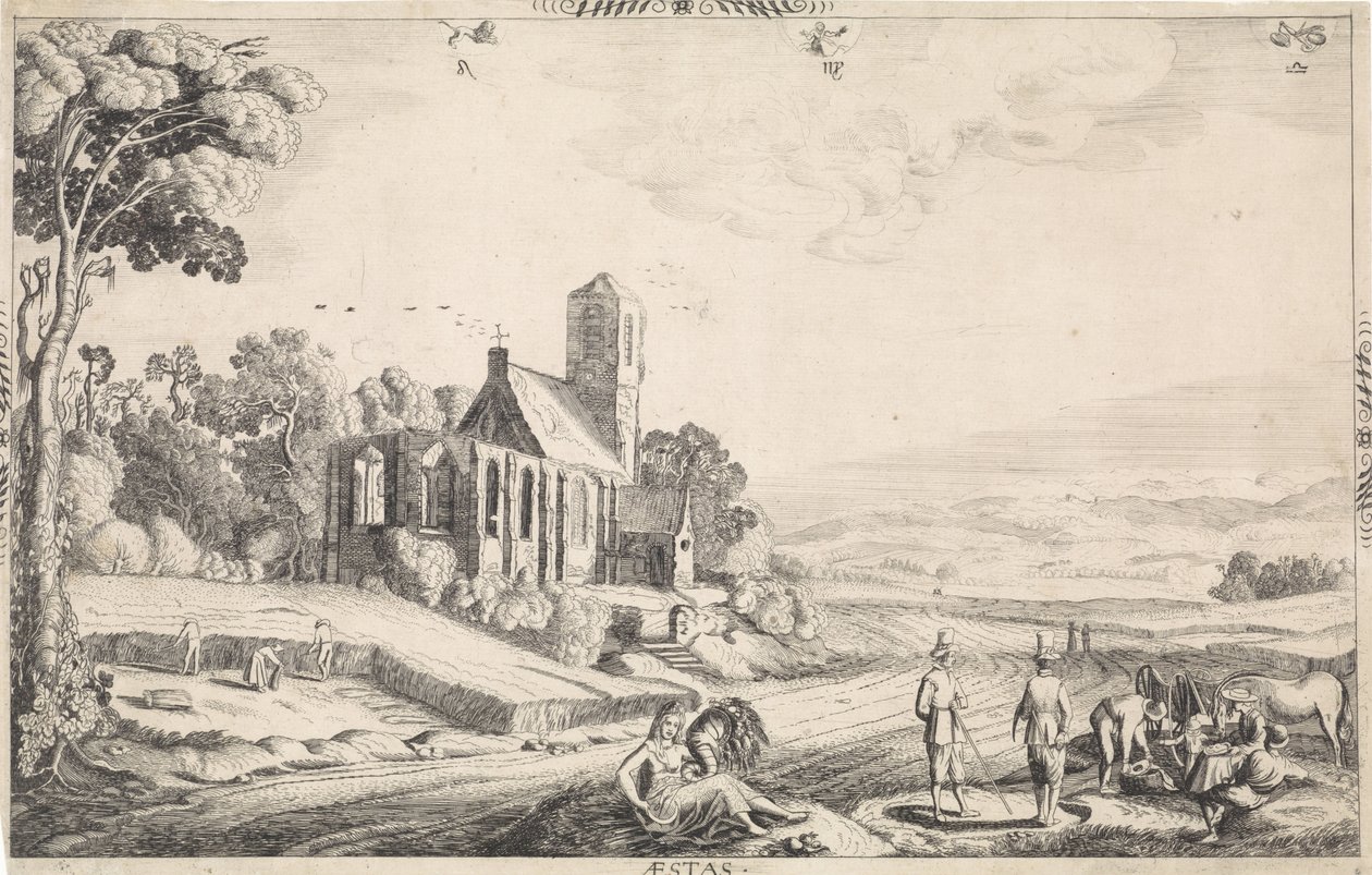 Landscape with Grain Harvest (Aestas) by Jan van de Velde (II)
