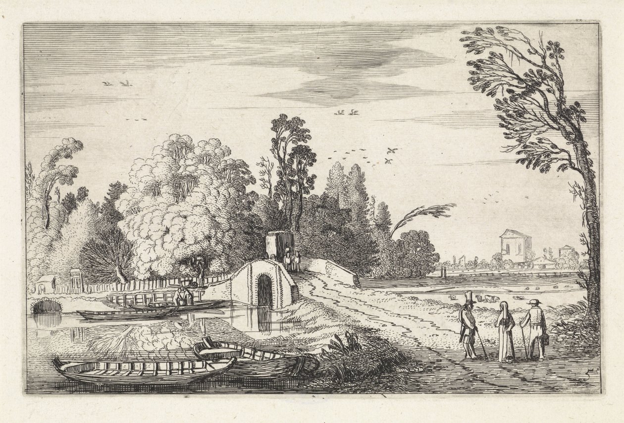 River Landscape with a Stone Bridge by Jan van de Velde (II)