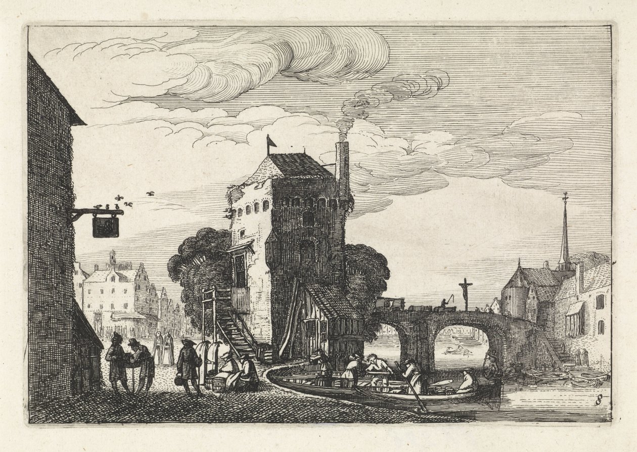 Cityscape with a Bridge Over a River (Landscapes, Amenissimae Aliquot Requculae) by Jan van de Velde (II)