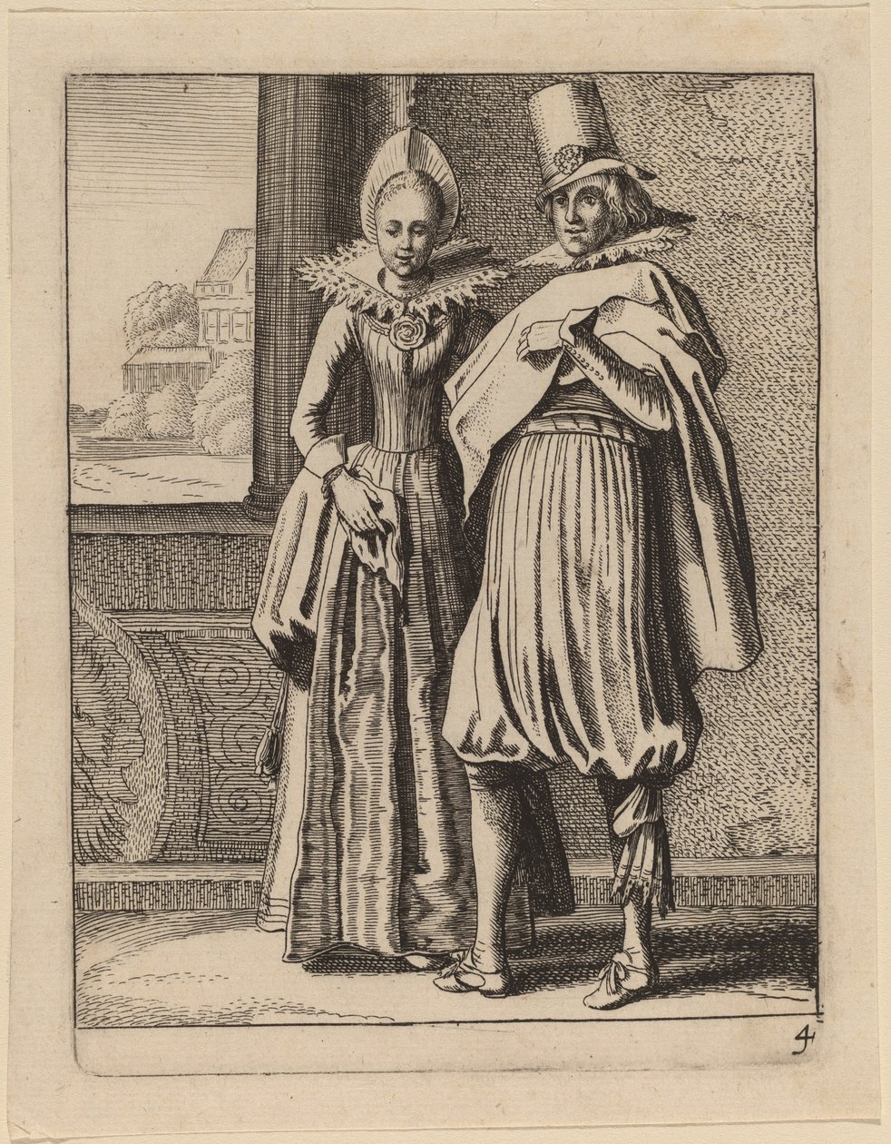 Two Figures in Costume by Jan van de Velde II