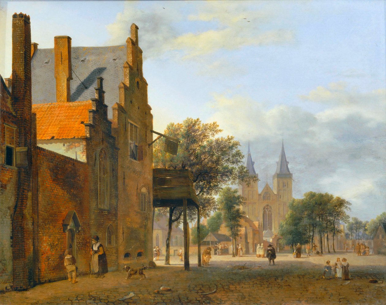 Square and Church Saint Victor in Xanten by Jan van der (manner of) Heyden