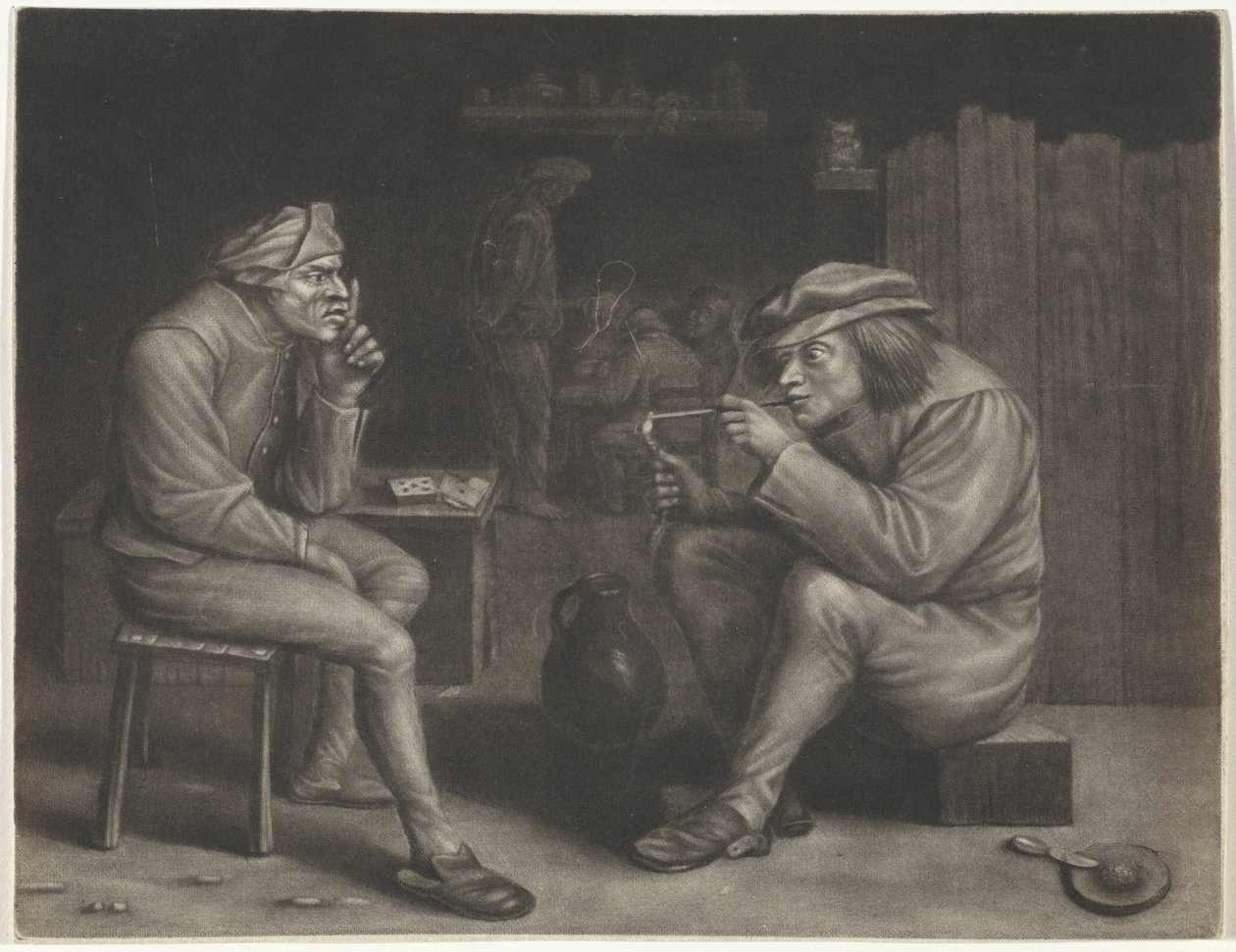 Tavern Scene with Man Lighting a Pipe by Jan van der Bruggen