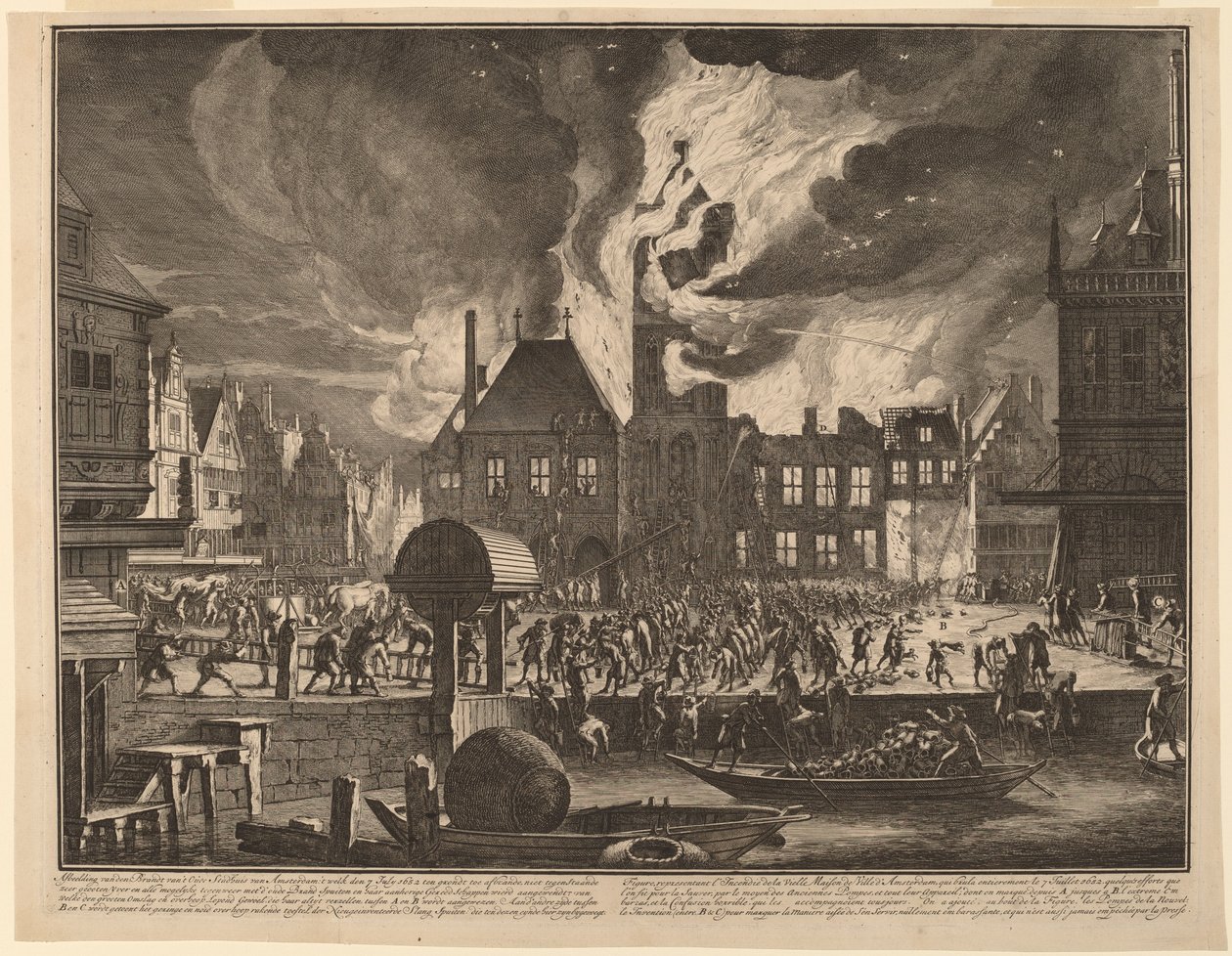 Burning of the Old Amsterdam Town Hall by Jan van der Heyden