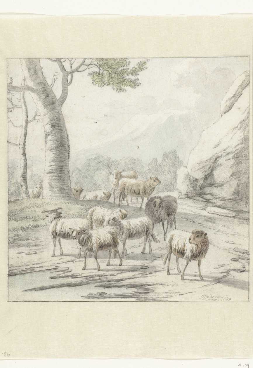 Landscape with a Flock of Sheep near a Tree by Jan van der Meer (II)