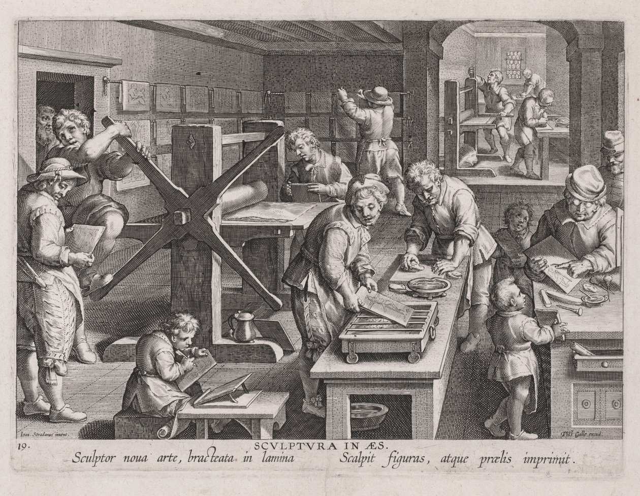 Sculptura in Aes, The Workshop of an Engraver by Jan van der Straet, called Johannes Stradanus