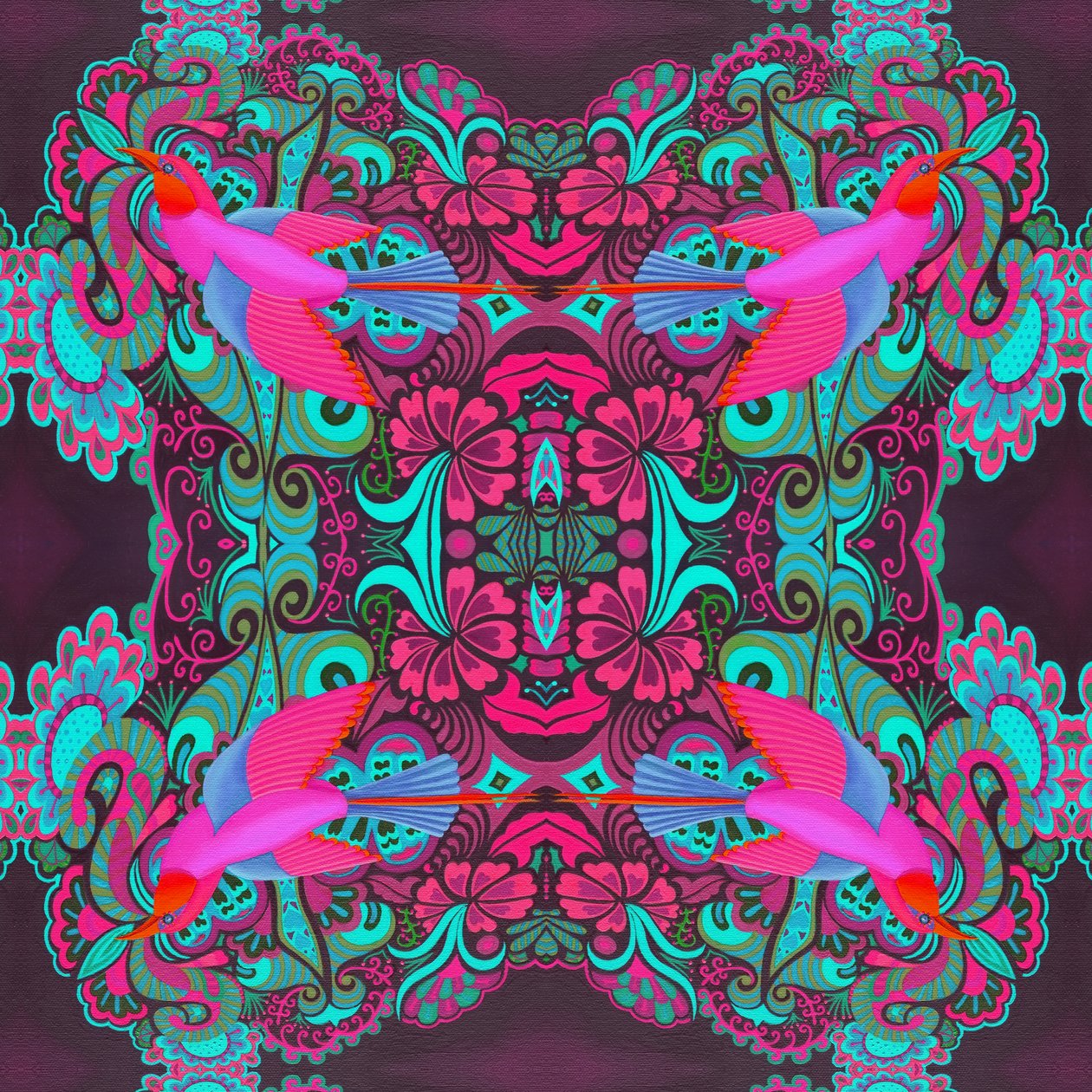 Flying Bird Pattern Maroon by Jane Tattersfield