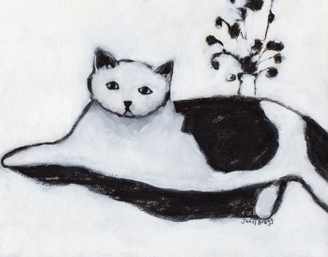 Thomas the Cat Lounging by Janel Bragg