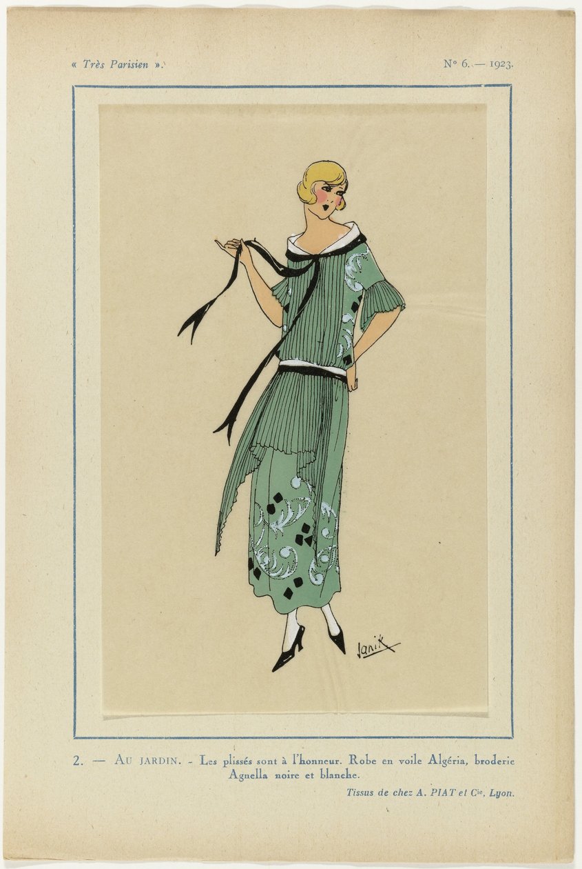 Very Parisian, 1923, No 6: 2.- In the Garden. / The Pleats are in Honor... by Janik