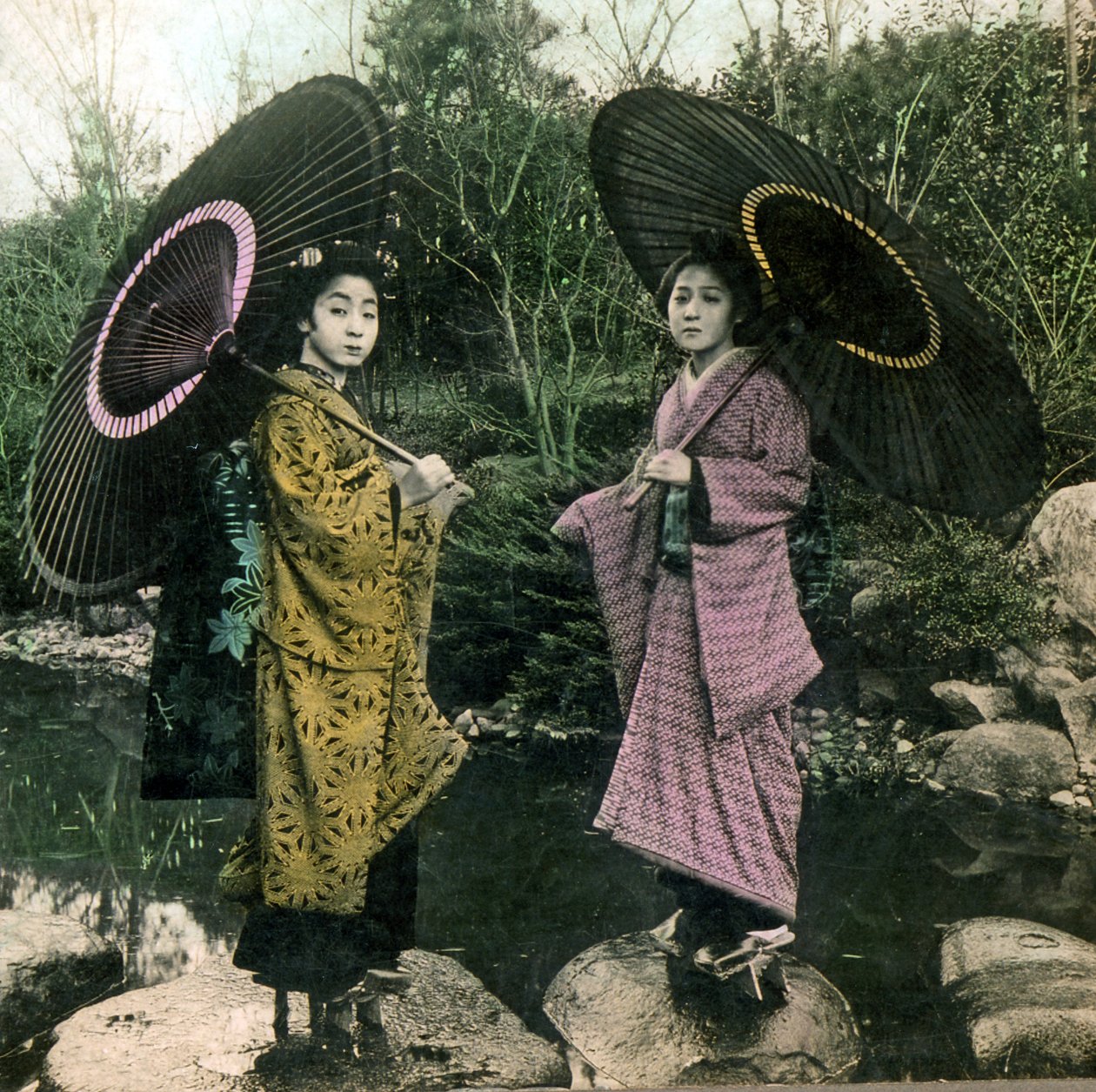 Dressed for a rainy day, c.1900 by Japanese Photographer