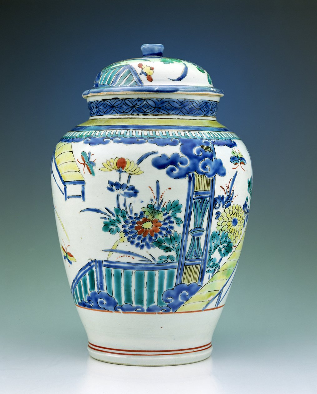 Jar and Cover Decorated with Kakiemon Enamels, c.1680 by Japanese School