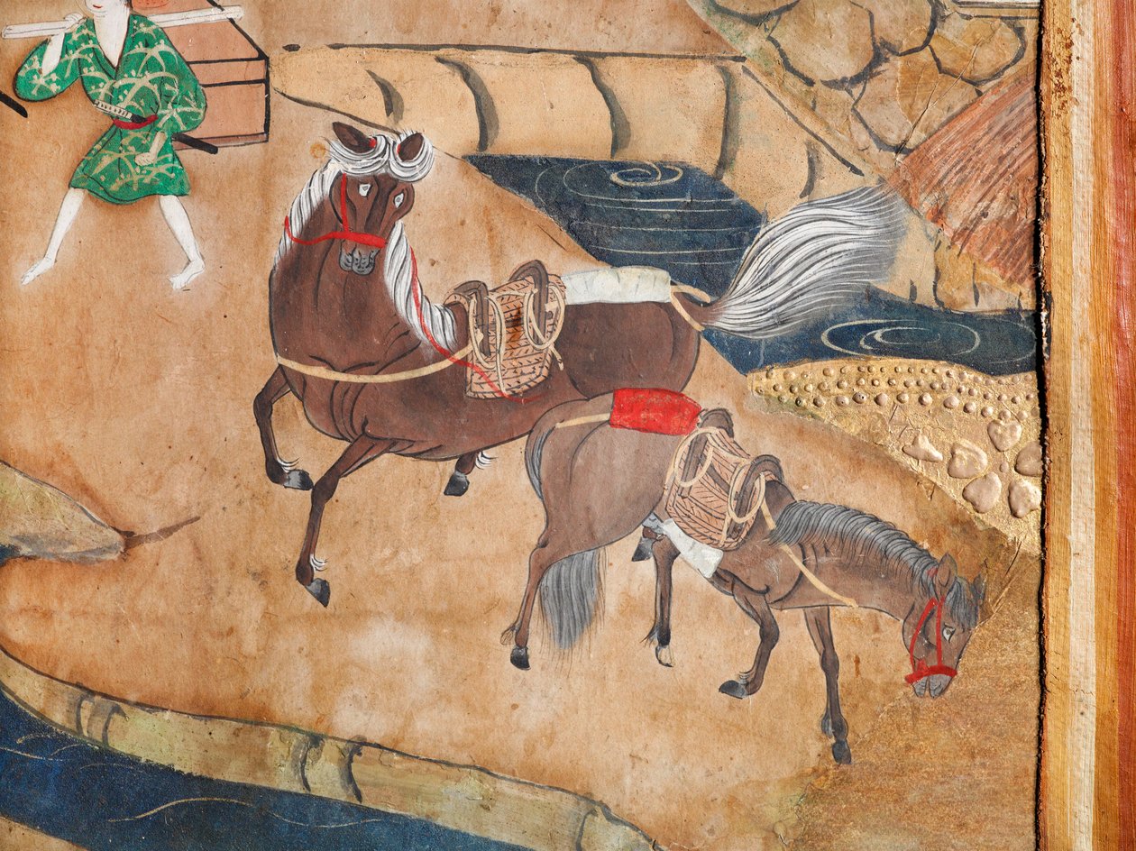 Osakazu Byobu - Japanese Eight-Panel Folding Screen by Japanese School
