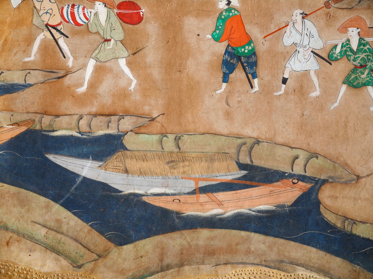 Osakazu Byobu - Japanese Eight-Panel Folding Screen by Japanese School
