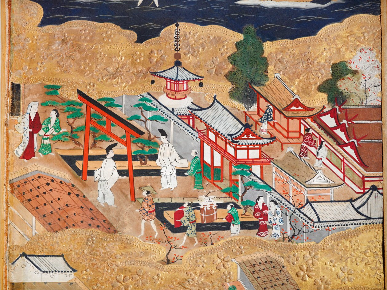 Osakazu Byobu - Japanese eight-panel folding screen by Japanese School