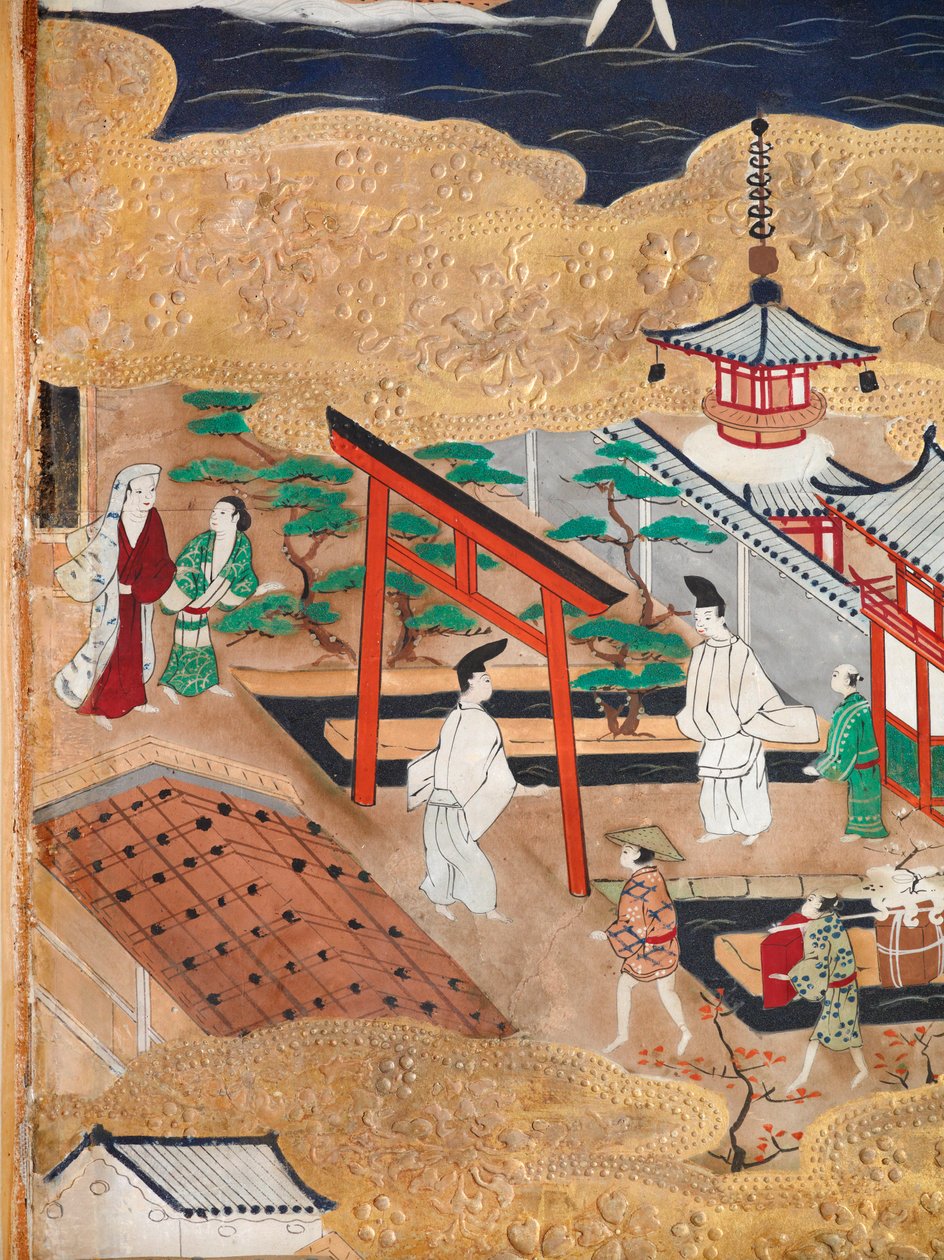 Osakazu Byobu - Japanese eight-panel folding screen by Japanese School