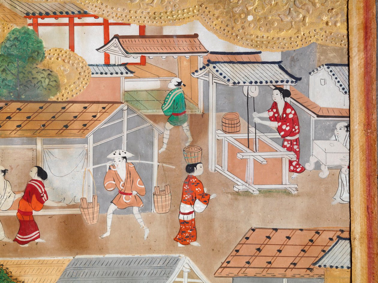 Osakazu Byobu - Japanese eight-panel folding screen by Japanese School