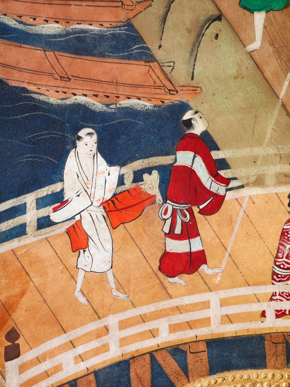 Osakazu Byobu - Japanese eight-panel folding screen by Japanese School