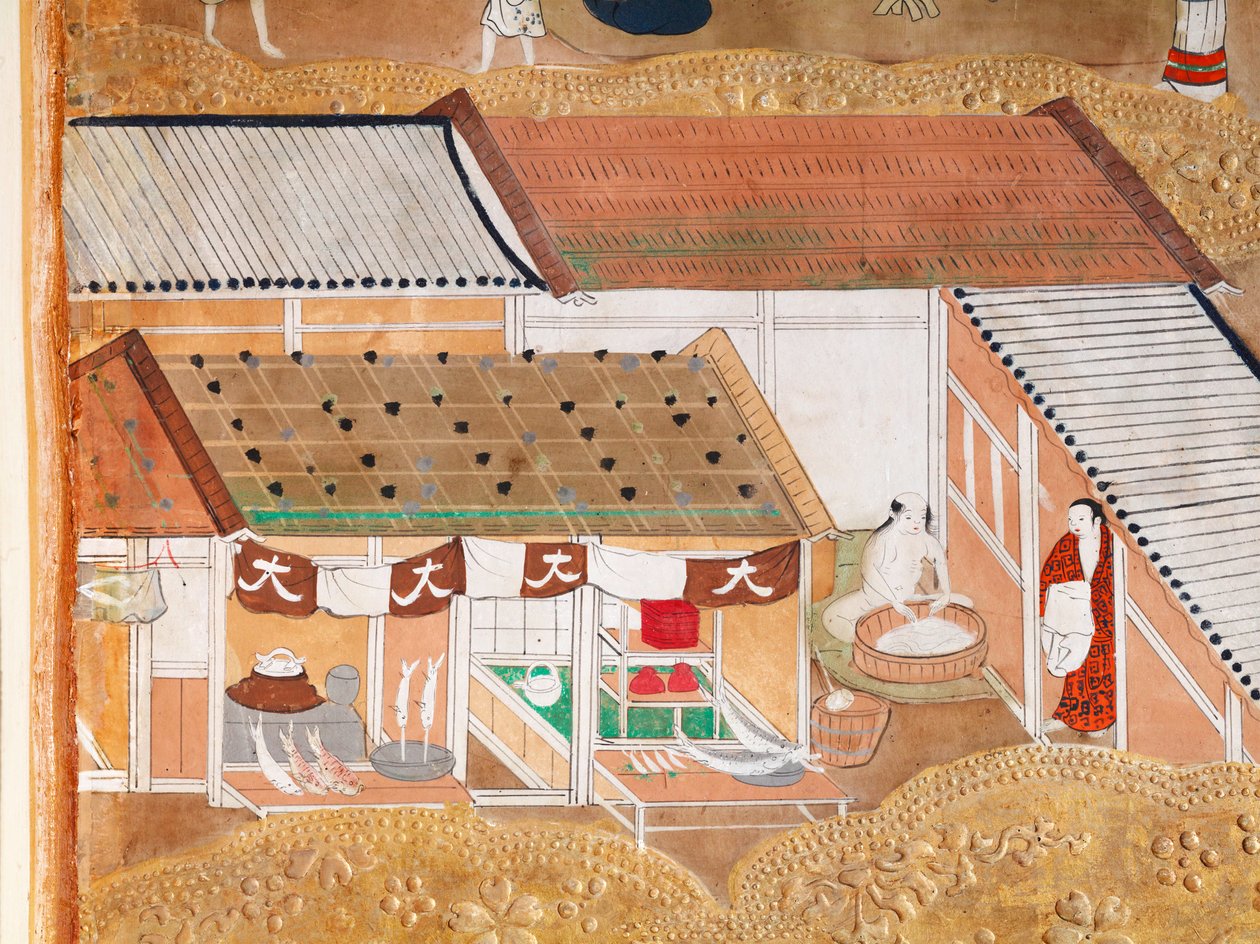 Osakazu Byobu - Japanese eight-panel folding screen by Japanese School