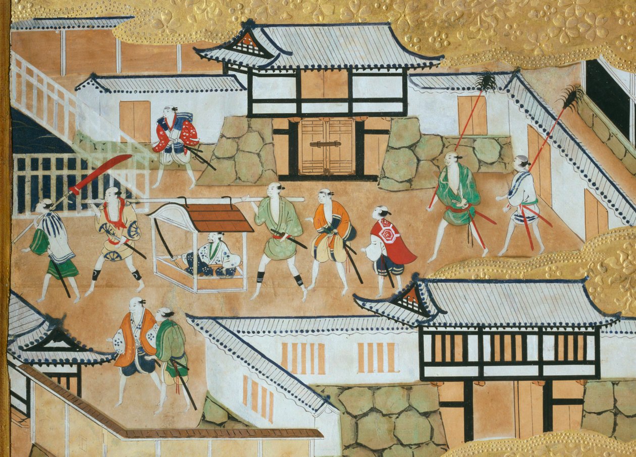 Osakazu Byobu - Japanese eight-panel folding screen by Japanese School