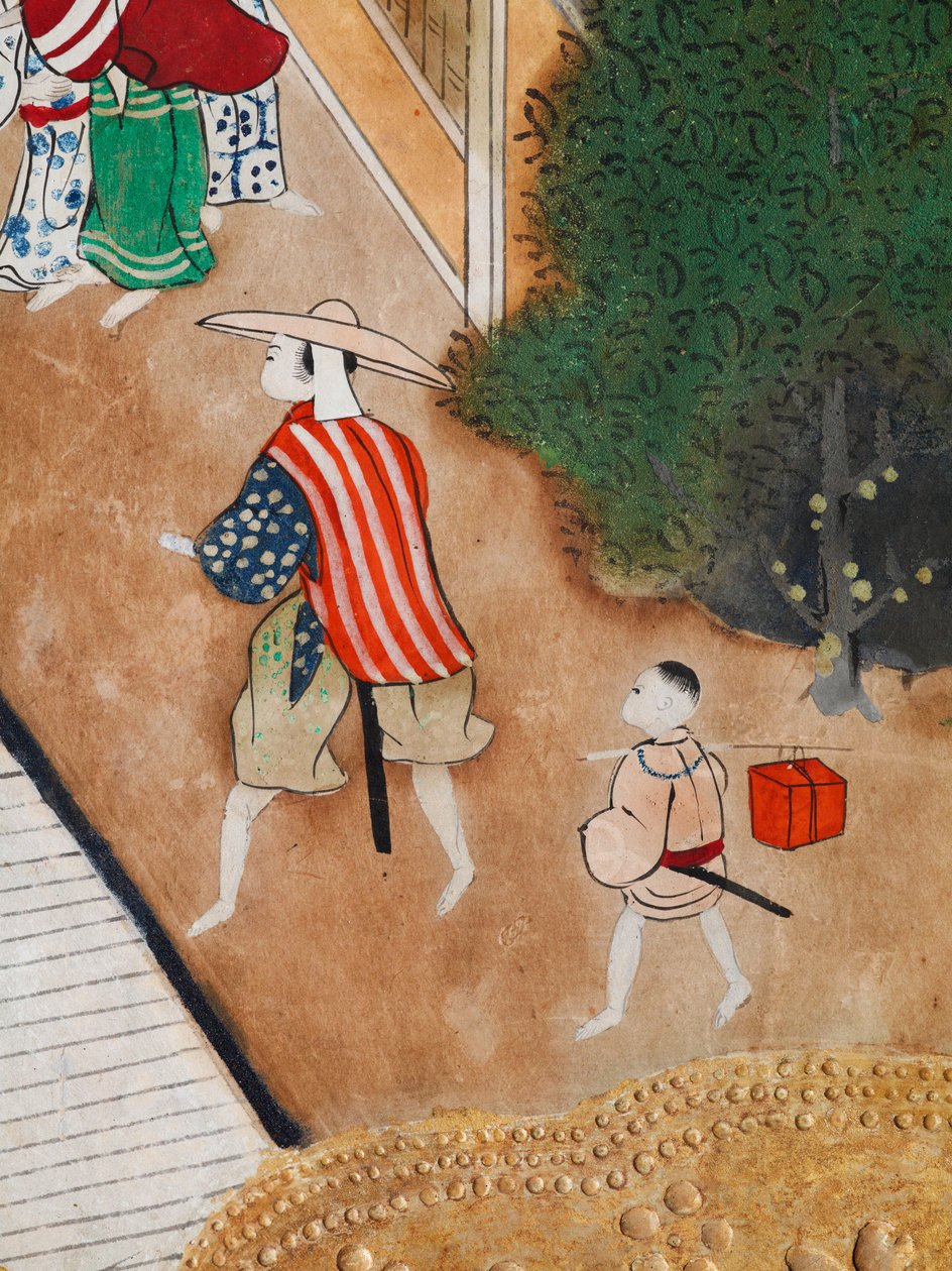 Osakazu Byobu - Japanese eight-panel folding screen by Japanese School