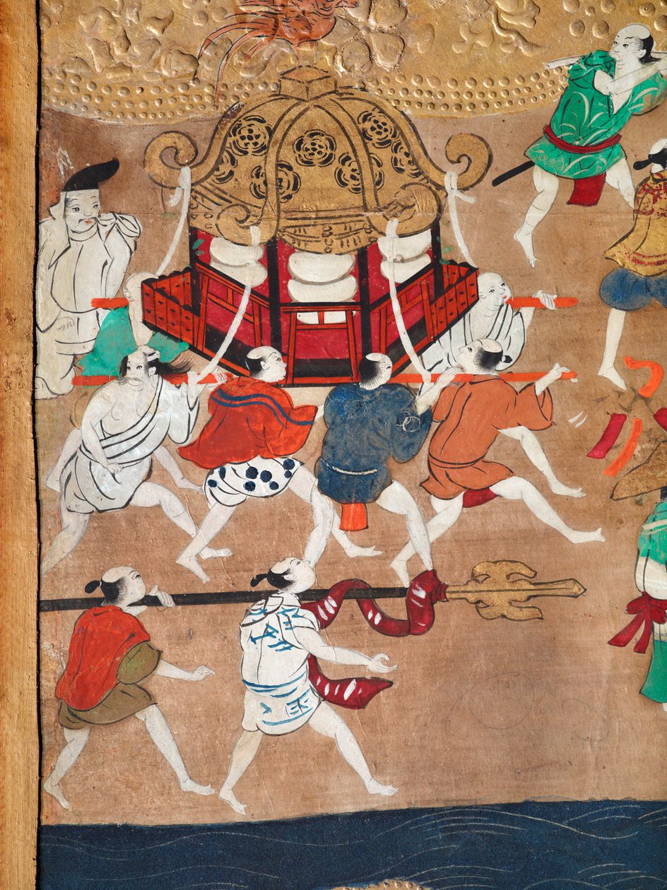 Osakazu Byobu - Japanese eight-panel folding screen by Japanese School