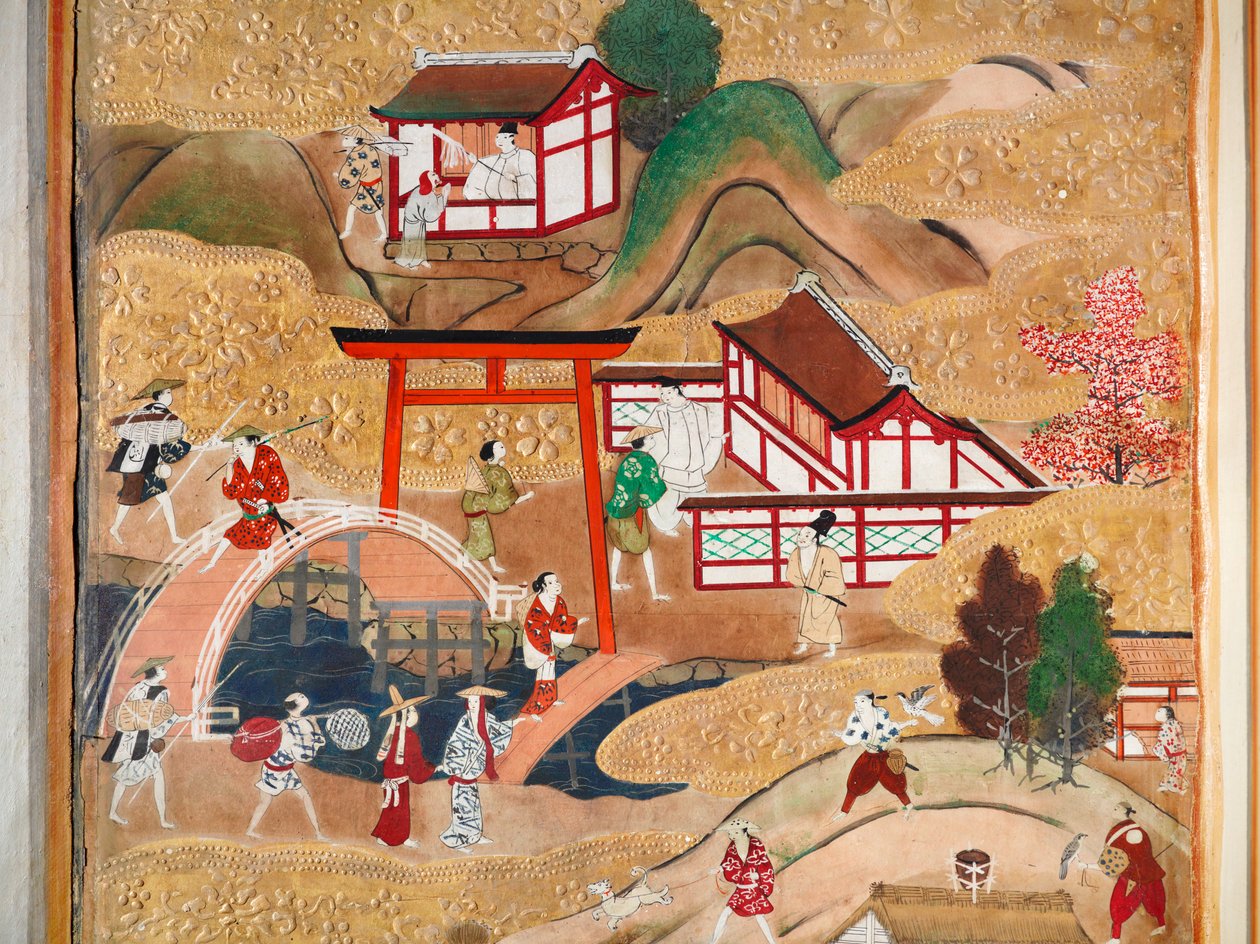 Osakazu Byobu - Japanese eight-panel folding screen by Japanese School