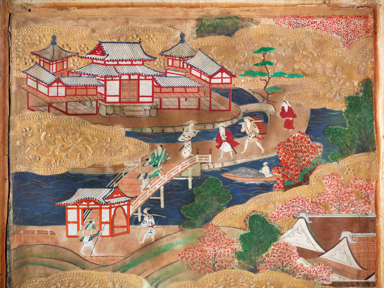 Osakazu Byobu - Japanese eight-panel folding screen by Japanese School