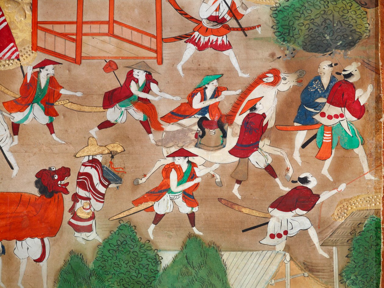 Osakazu Byobu - Japanese eight-panel folding screen by Japanese School