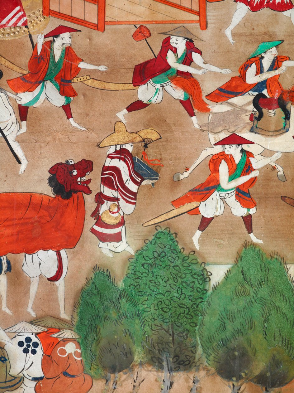 Osakazu Byobu - Japanese eight-panel folding screen by Japanese School