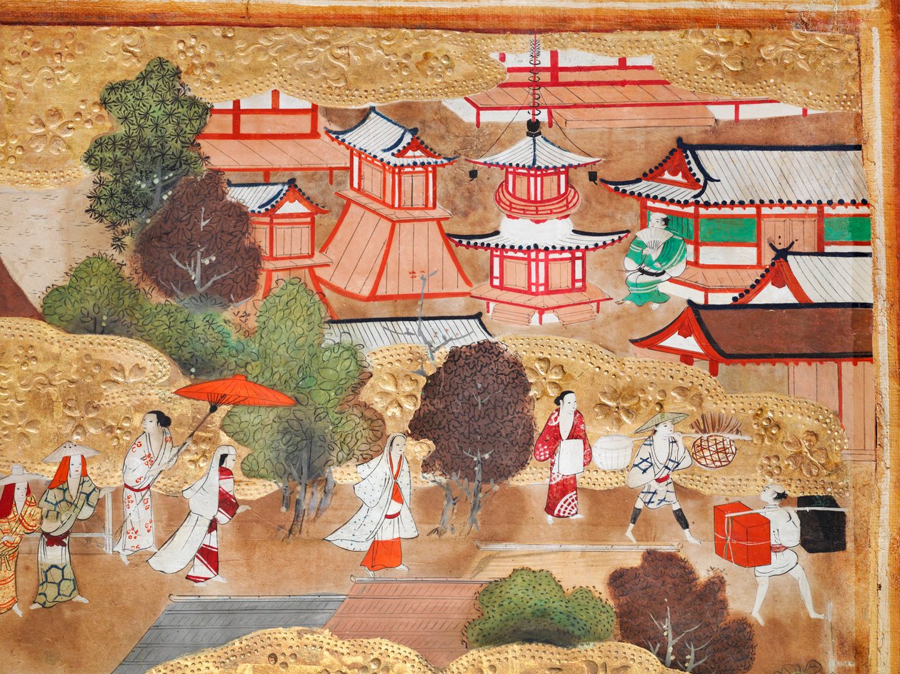 Osakazu Byobu - Japanese eight-panel folding screen by Japanese School